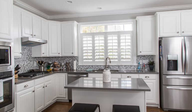 Polywood shutters in a San Antonio gourmet kitchen.